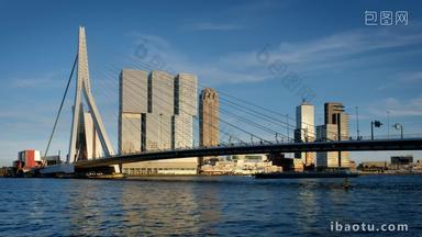 鹿特丹公约荷兰伊拉斯谟斯大桥白天